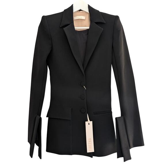 NWT Ssheena Black Blazer IT 40 US Small Flared Cuff Button Front Luxury Italian - Picture 1 of 6
